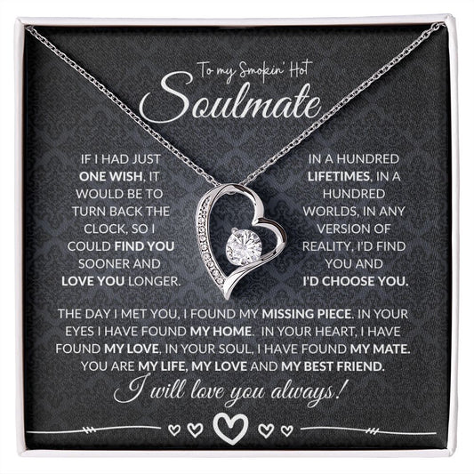 Smokin' Hot Soulmate (Black Textured Card) - Forever Love Necklace