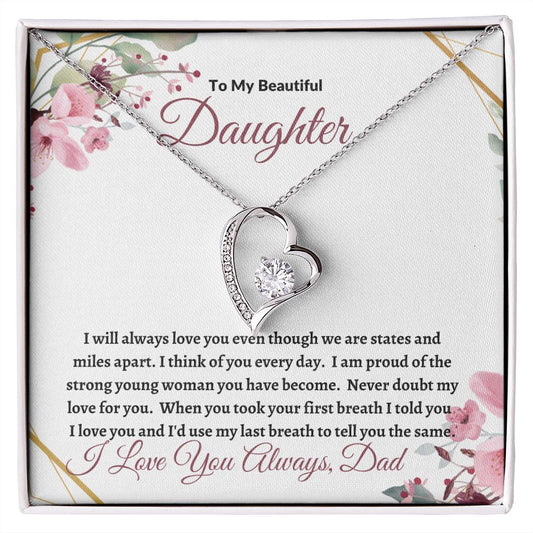 To My Beautiful Daughter (Miles Apart) - Forever Love Necklace