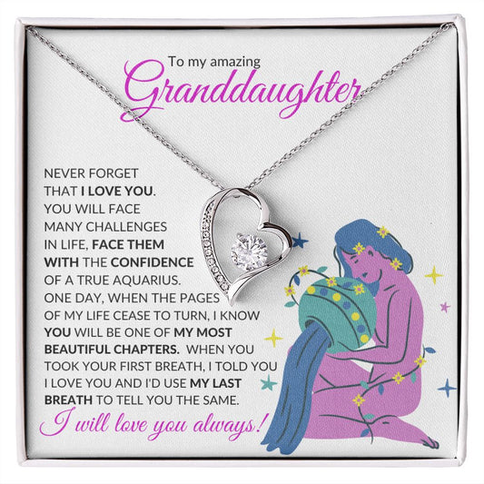 To My Granddaughter (Aquarius Card) - Forever Love Necklace
