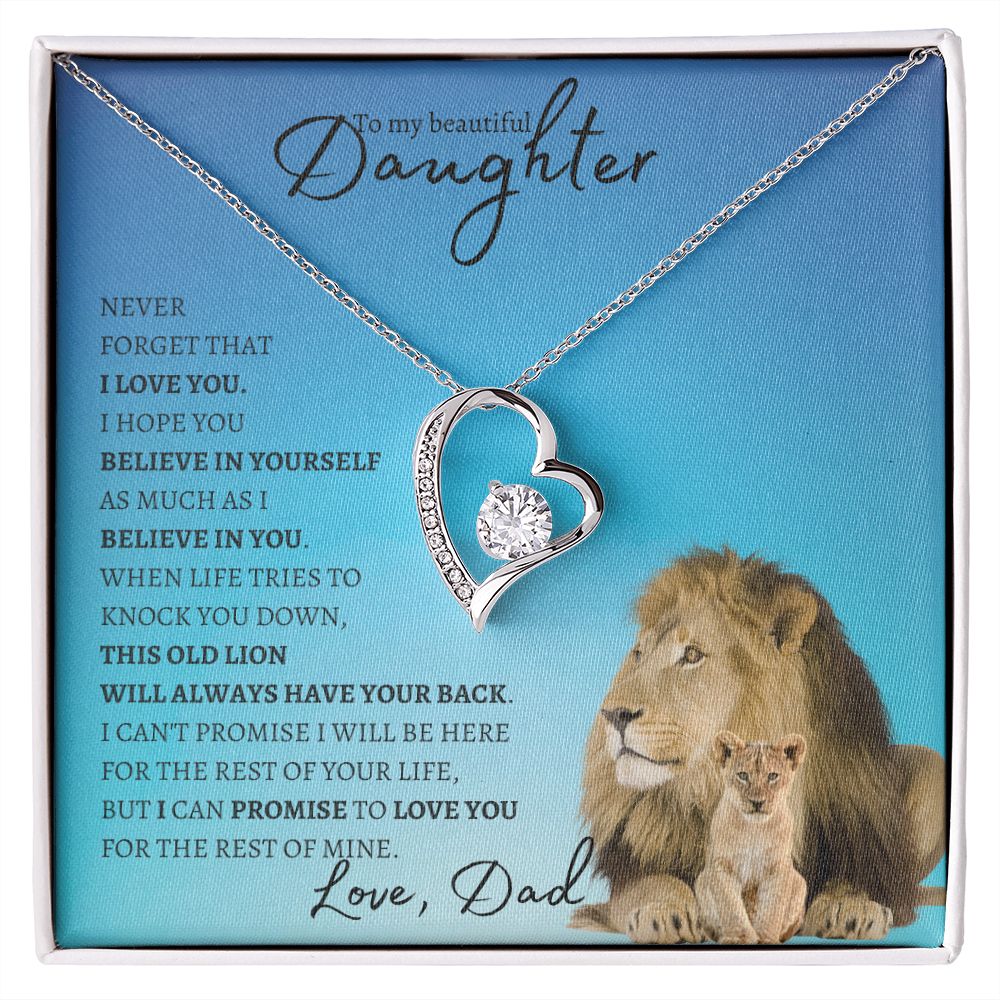 Beautiful Daughter from Dad (Blue Lion Card) - Forever Love Necklace