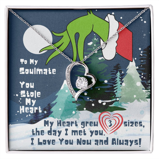 Soulmate: You Stole My Heart (Grinch Christmas Card) - Forever Love Necklace