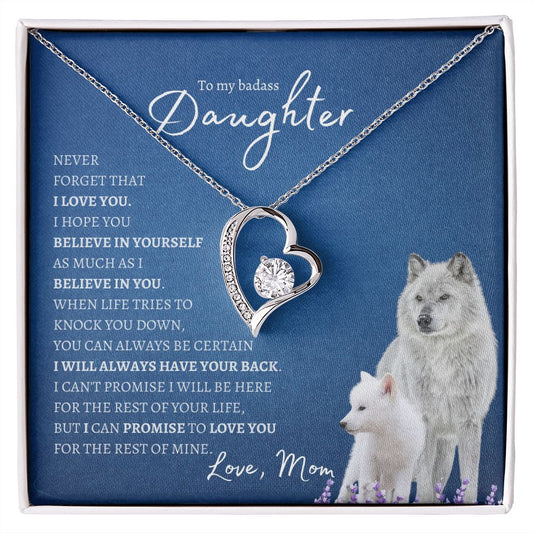To My Badass Daughter from Mom (Artic Wolf Blue) - Forever Love Necklace