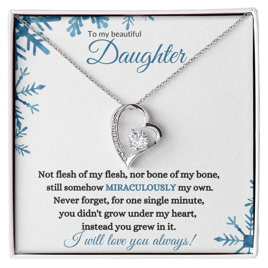 Adopted / Nonbiological Daughter (Blue Snowflake Christmas) - Forever Love Necklace