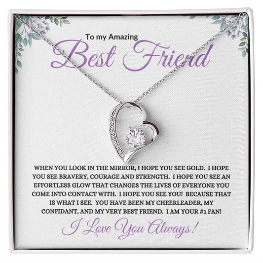 To My Amazing Best Friend / Bestie (Purple) - Forever Love Necklace