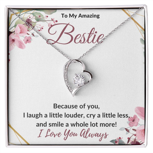 To My Amazing Bestie / Best Friend (Burgundy) - Forever Love Necklace