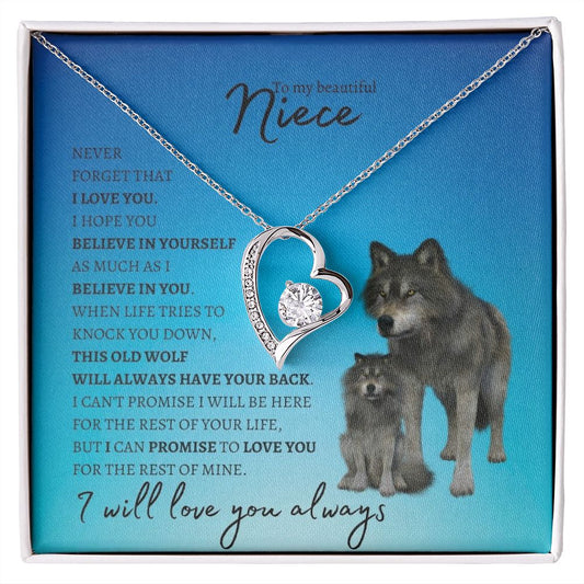 To My Beautiful Niece (Wolf) - Forever Love Necklace