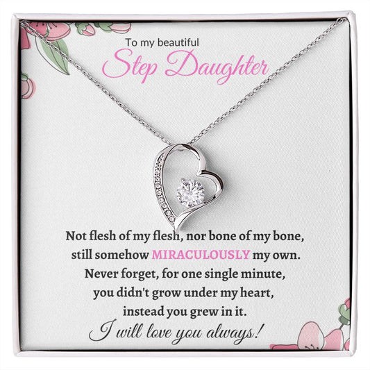 To My Beautiful Step Daughter / nonbiological (Pink Card) - Forever love Necklace