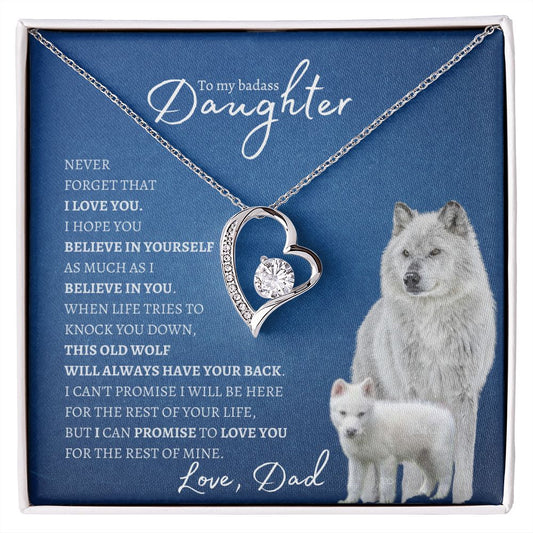 Badass Daughter from Dad (Artic Wolf) - Forever Love Necklace