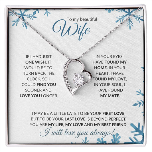 Wife (Snowflake Christmas Card) - Forever Love  Necklace