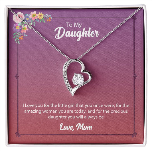 Daughter from Mom (Pink Floral Card) - Forever Love Necklace