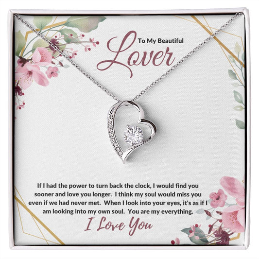 To my Beautiful Lover (Burgundy Card) - Forever Love Necklace