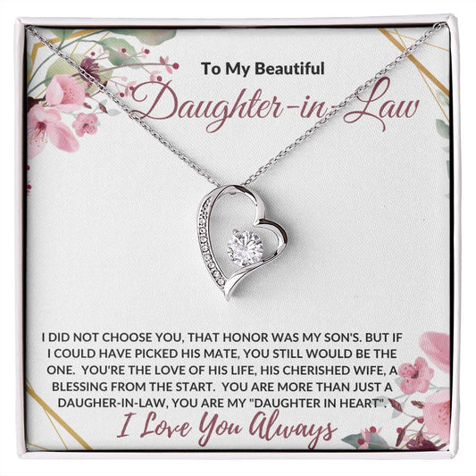 To My Beautiful Daughter-in-Law (Burgundy) - Forever Love Necklace
