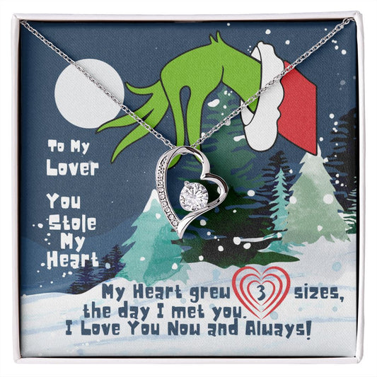 Lover : You Stole My Heart (Grinch Christmas) - Forever Love Necklace