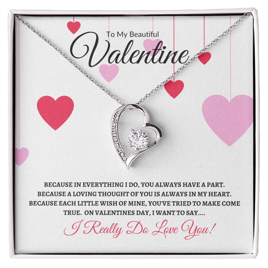 To My Beautiful Valentine for Girlfriend, Wife, future wife, Soulmate  (string of Hearts) - Forever Love Necklace
