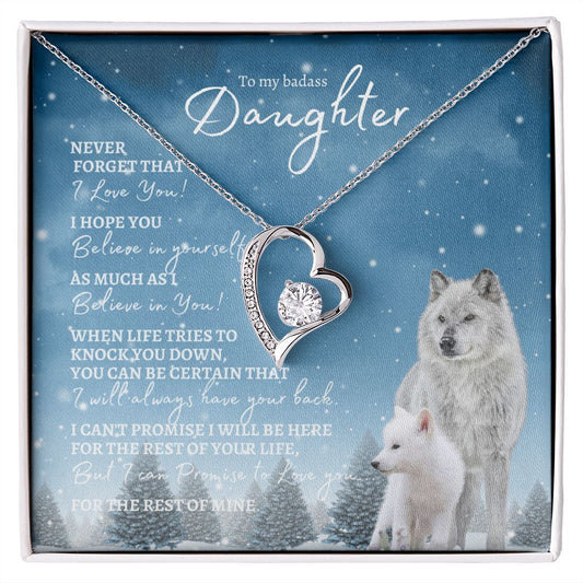 To My Badass Daughter (Artic Wolf Snow) - Forever Love Necklace