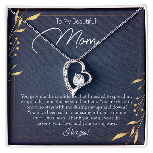 To My Beautiful Mom (Navy / Gold Card) - Forever Love Necklace