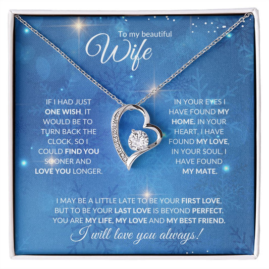 Wife (Christmas Blue Snowflake Card)  - Forever Love Necklace