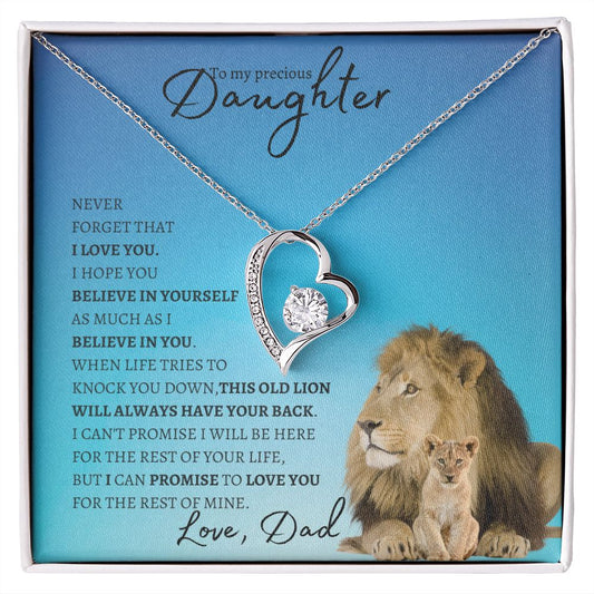 Precious Daughter from Dad (Lion Blue Card) - Forever Love Necklace