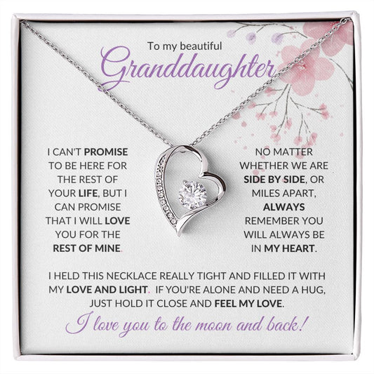 To My Beautiful Granddaughter (Side by Side or Miles apart) - Forever Love Necklace