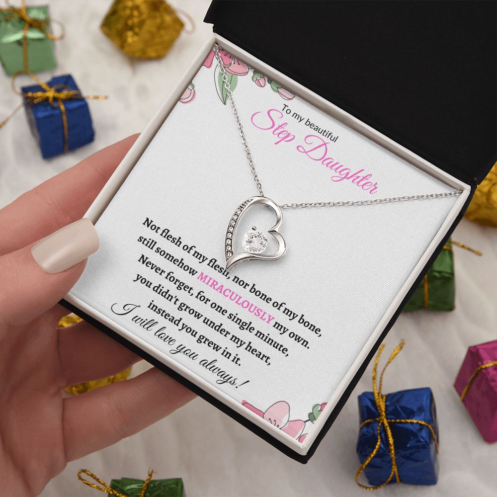 To My Beautiful Step Daughter / nonbiological (Pink Card) - Forever love Necklace