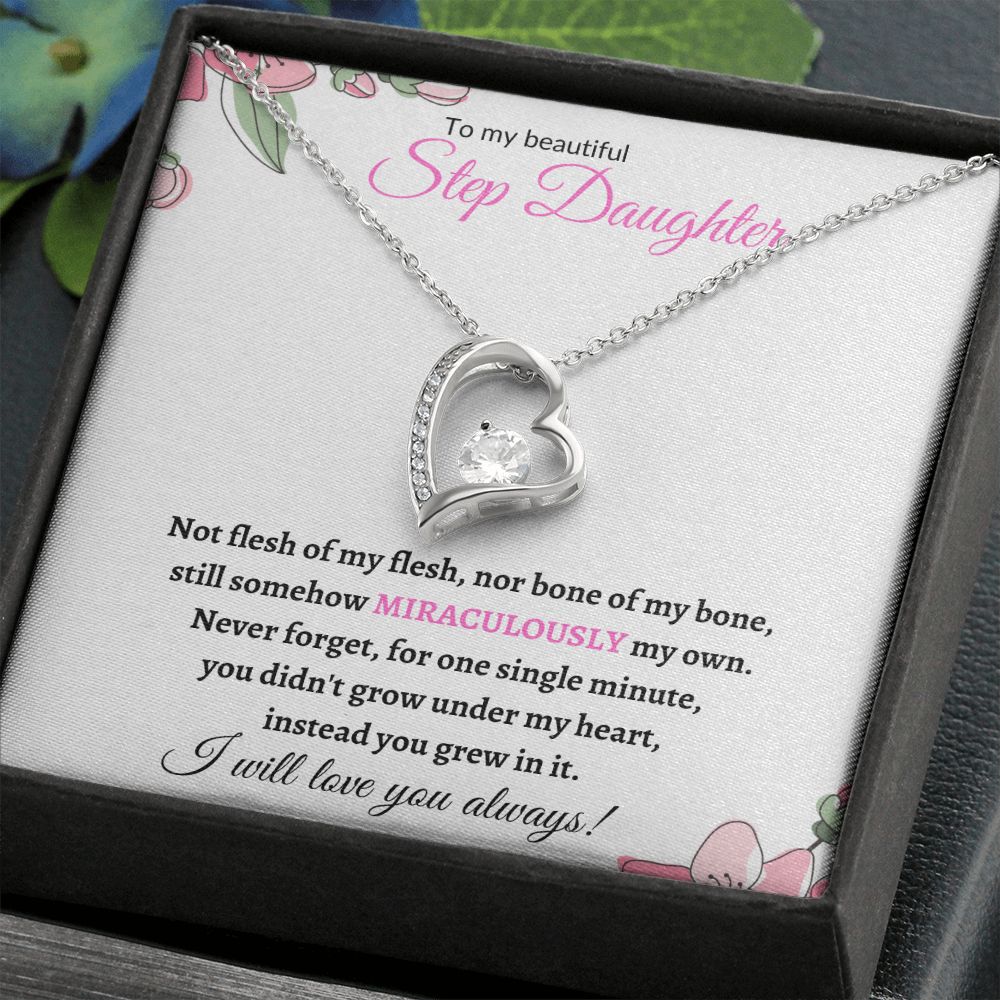 To My Beautiful Step Daughter / nonbiological (Pink Card) - Forever love Necklace
