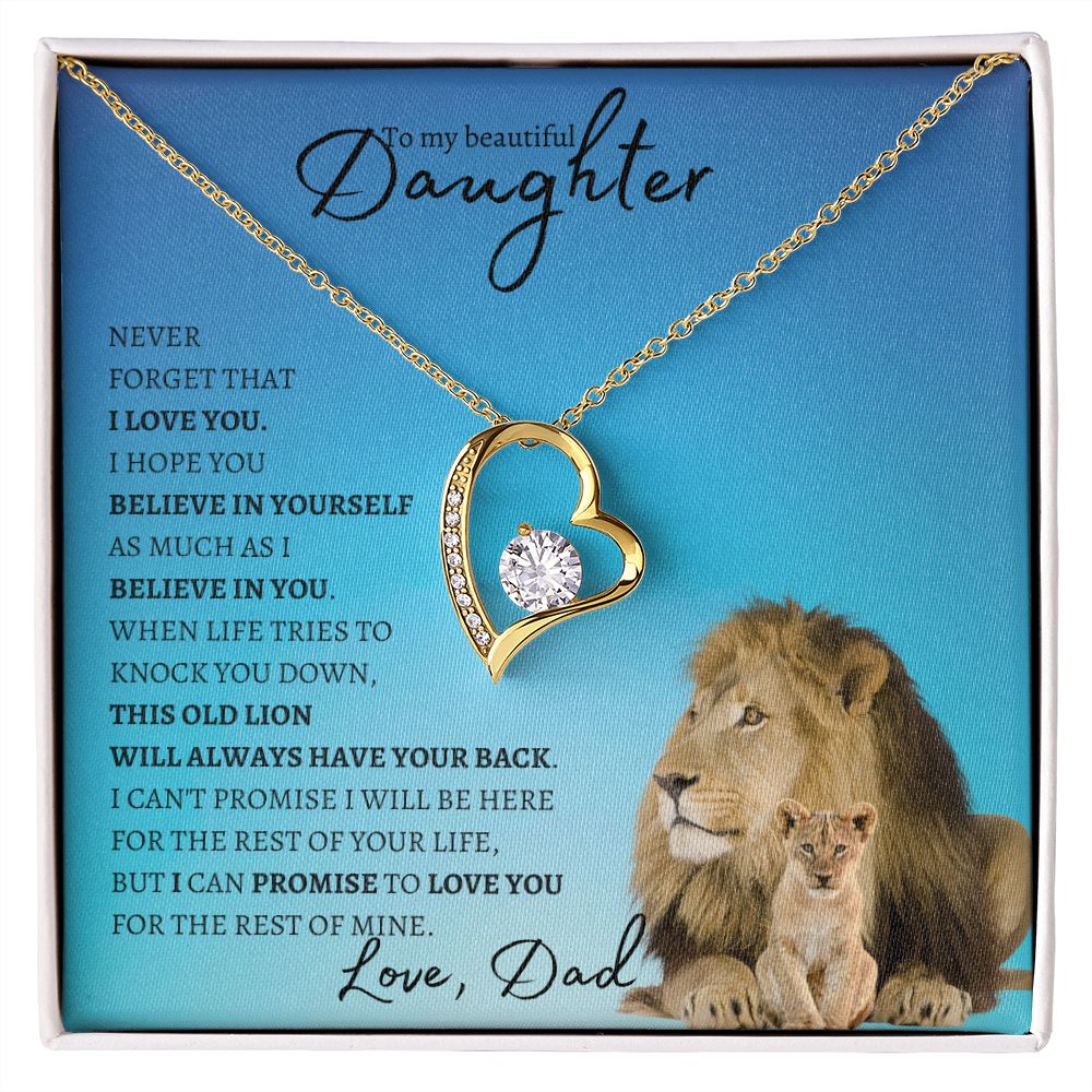 Beautiful Daughter from Dad (Blue Lion Card) - Forever Love Necklace