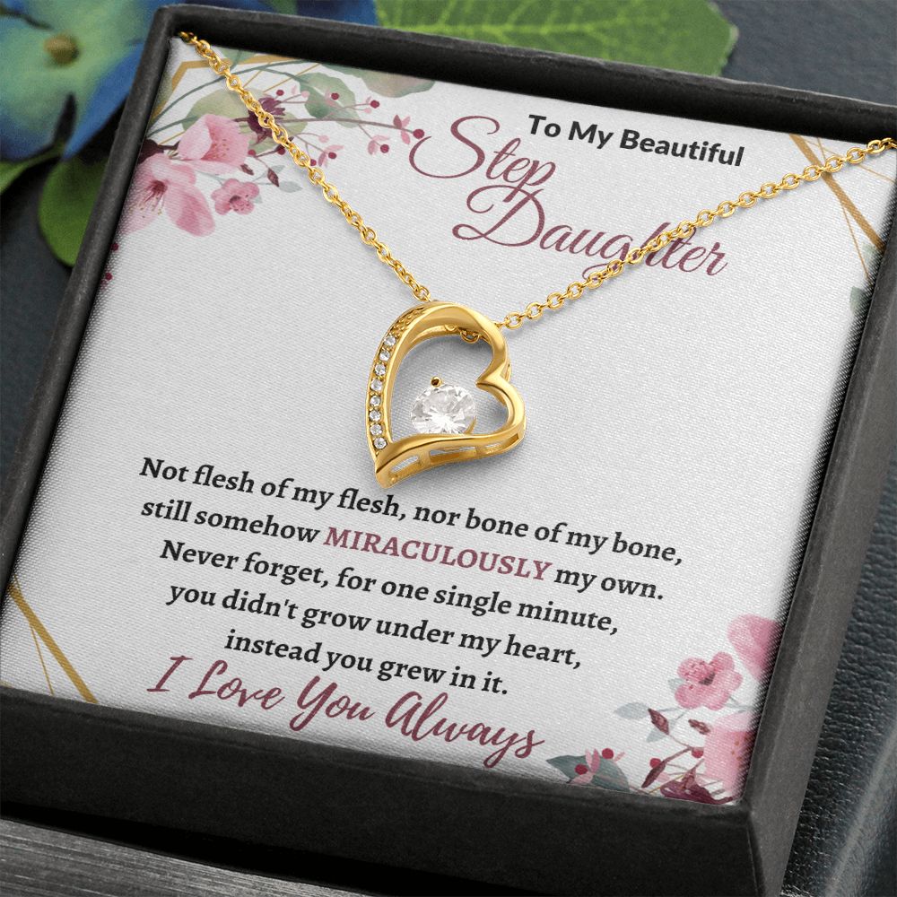 To My Beautiful Step Daughter / nonbiological (Burgundy Card) - Forever love Necklace