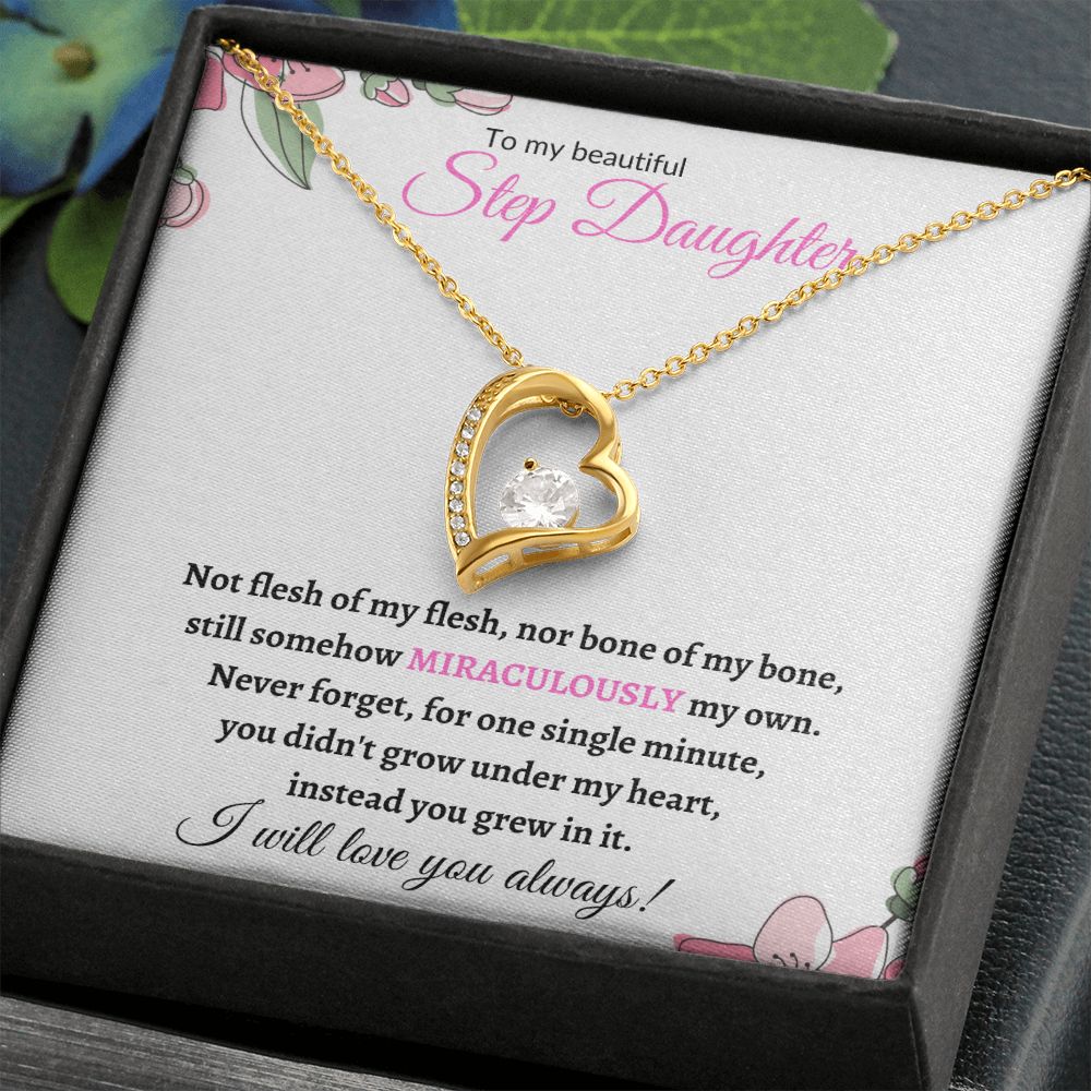 To My Beautiful Step Daughter / nonbiological (Pink Card) - Forever love Necklace