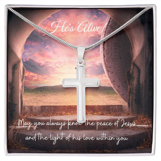 He's Alive (Easter) - Stainless Steel Cross Necklace