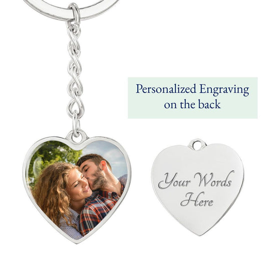 Rainbow Bridge (Pet in Memory / Sympathy) -  Heart Photo Keychain