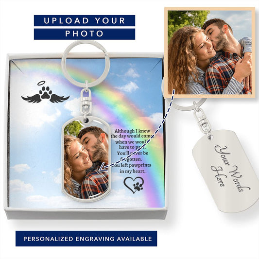 Rainbow Bridge (Pet in Memory / Sympathy) - Swivel Photo Dog Tag Keychain