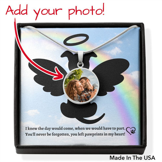 You Left Paw Prints in My Heart (Dog  Rainbow Memory /Sympathy ) -  Photo Circle Necklace