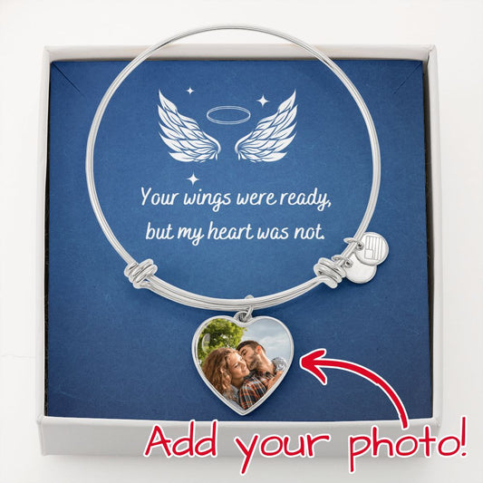 Your wings were ready, but my heart was not  (Blue memory /Sympathy ) - Heart Bangle
