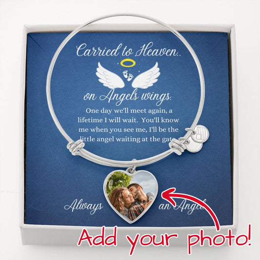 Carried to Heaven On Angels Wings (Infant / Child loss - in memory / Sympathy ) - Heart Bangle