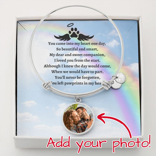 You Left Paw Prints in My Heart (Dog / Cat / Rainbow Memory /Sympathy ) - Circle  Bangle