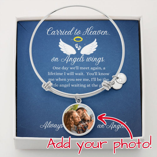 Carried to Heaven on Angels Wings (Infant / Child Loss In memory / Sympathy) - Circle Photo Bangel