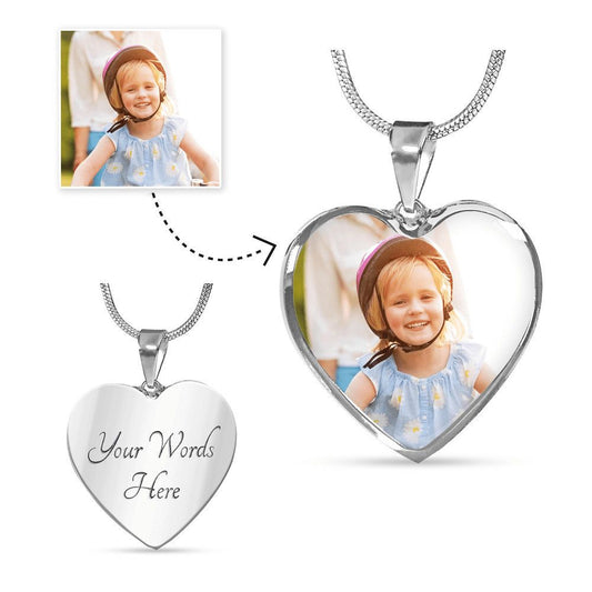 To My Mom - Buyer Uploads Any Picture -  Heart Necklace