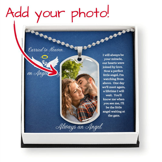 Carried to Heaven On Angels Wings (Infant / Child Loss In Memory / Sympathy) - Dog Tag