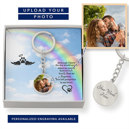 Rainbow Bridge (Pet in Memory / Sympathy) -  Circle Photo Keychain